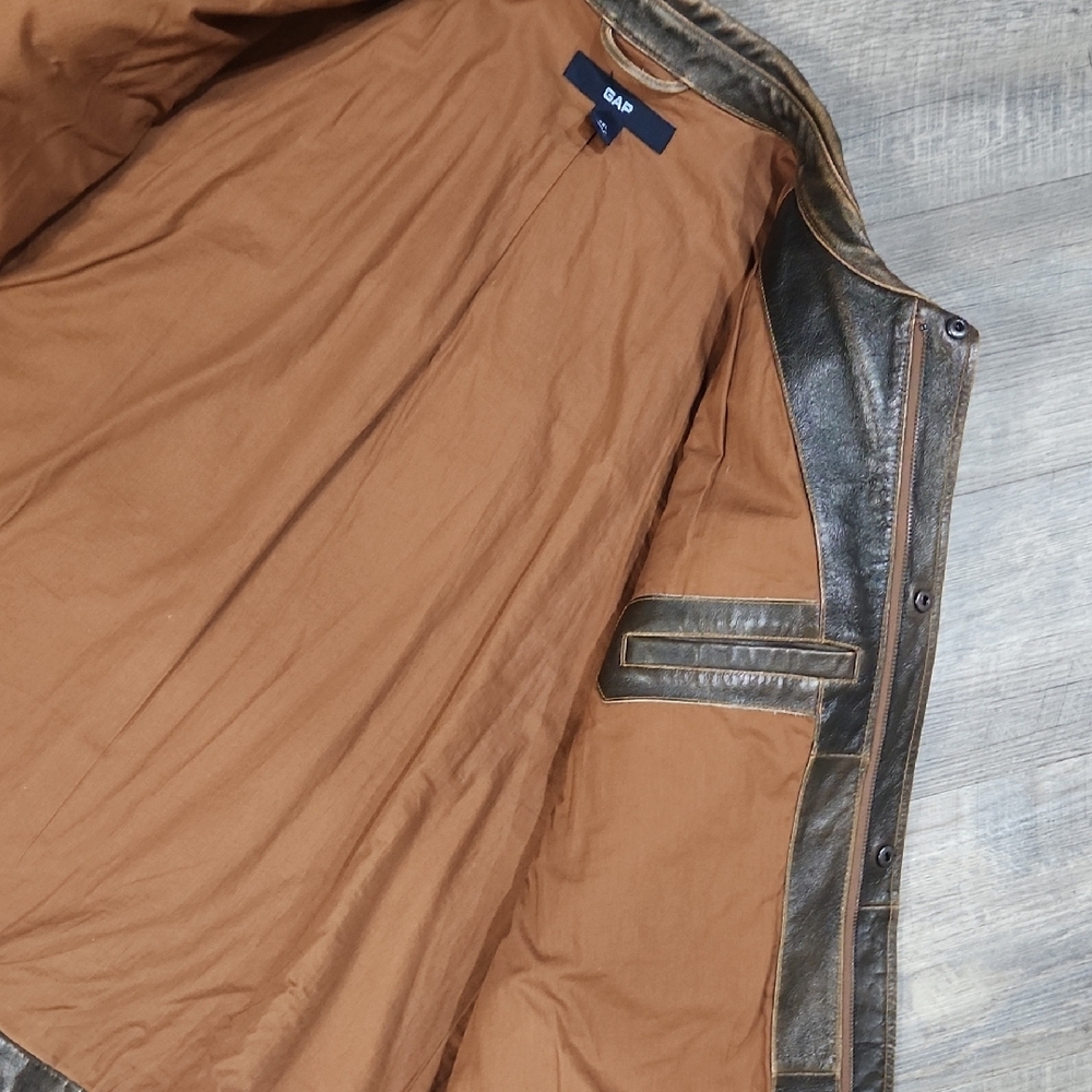 XXL Men's Dark Brown Leather Bomber Jacket - Picture 7 of 16